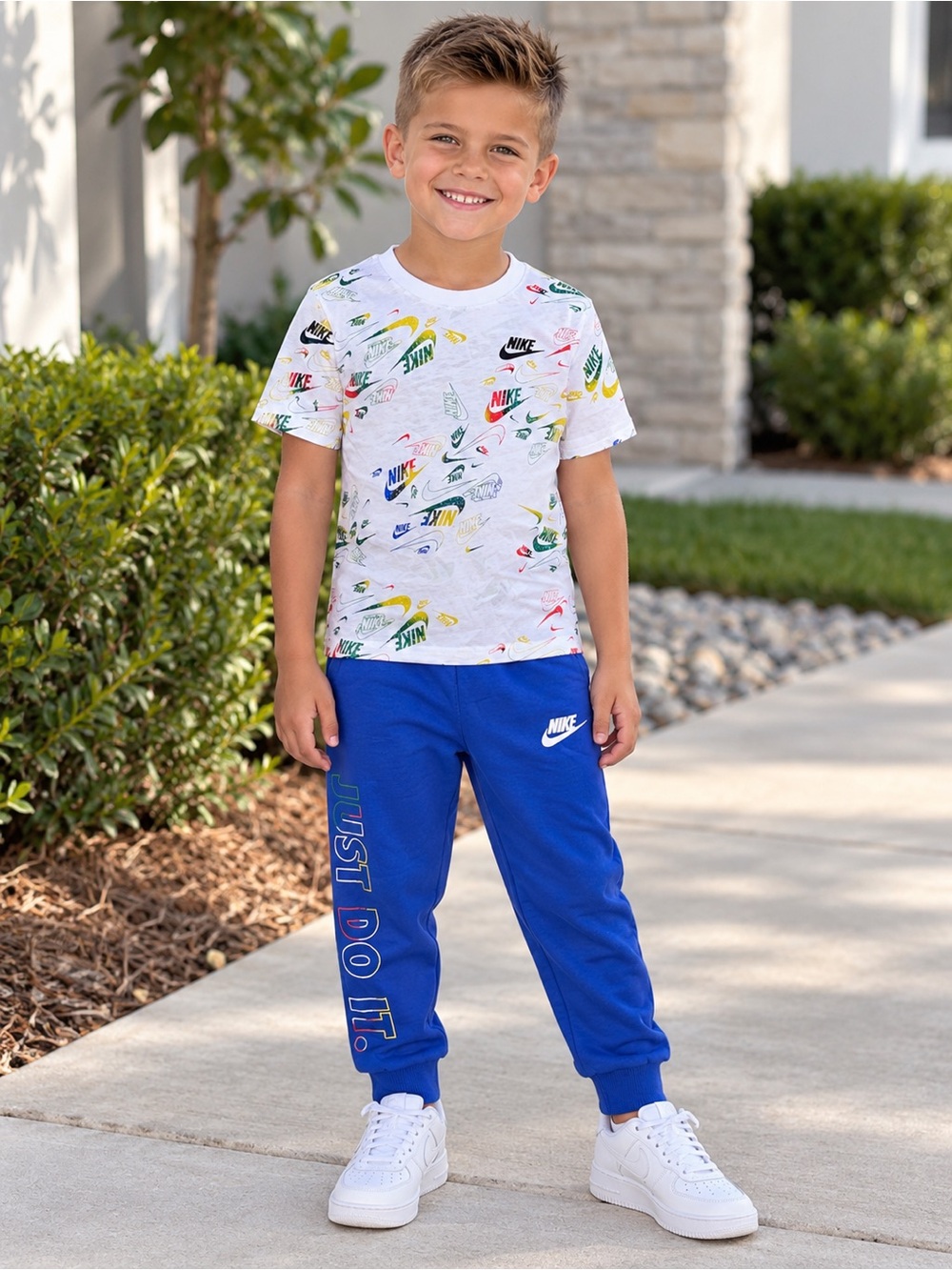Nike Boys Size 6 T-Shirt & Blue Jogger Pants 2 Piece Set Just Do It NWT